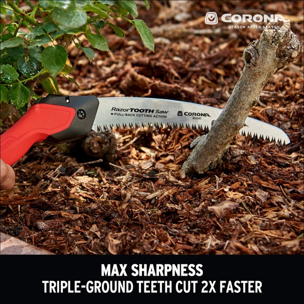 Corona Tools 10-Inch RazorTOOTH Folding Pruning Designed for Single Use | Curved Blade Hand Saw | Cuts Branches Up to 6" in Diameter | RS16150, Red