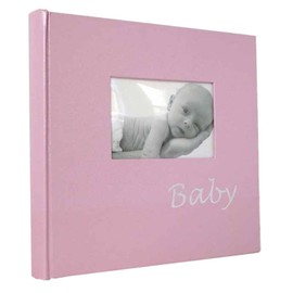 Dorr Baby Traditional Photo Album-60 Sides Overall Size 9.75" Square, Fabric Pink, 25 x 4 x 24 cm
