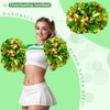 2 Pack Cheerleading Pom Poms with Sticks Green Gold 14