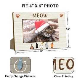 Jdgbo Pet Meow Picture Frame, Cat Lover Gifts for Women Birthday Gifts for Cat Mom Photo Frame Kitten Keepsake, Memorial Home Office Desktop Decoration -004