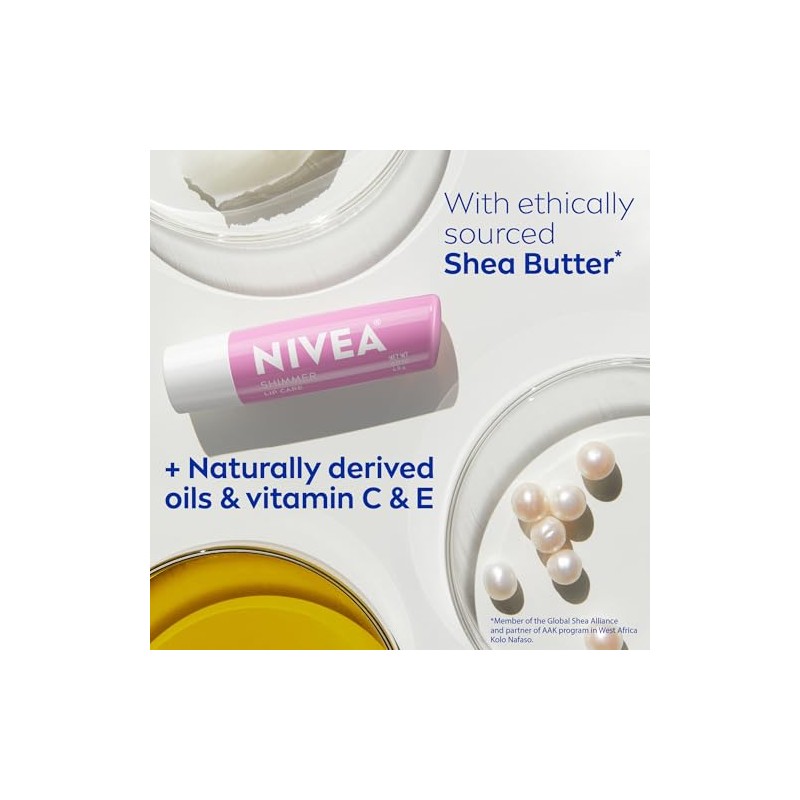 NIVEA Shimmer Lip Care, Moisturizing Lip Balm Stick with Shea