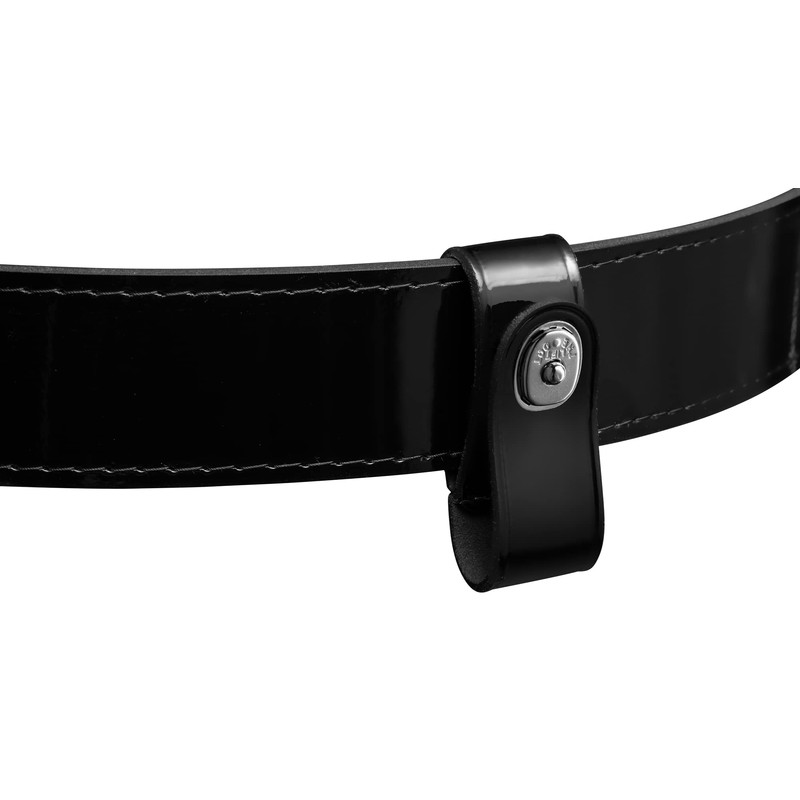 Handcuff Strap Black High Gloss Leather with Silver Snap