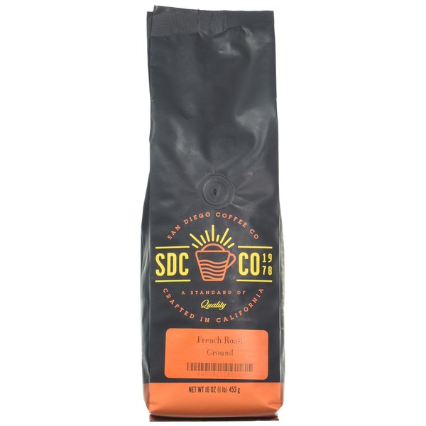 San Diego Coffee French Roast, Dark Roast, Ground, 16-Ounce Bags (Pack of 2)
