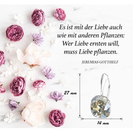 Hanging Earrings Silver 925 Rattle Clasp – Fashion Jewellery Earrings Real Silver for Women and Girls – Drop Earrings Ideal for Gifts for Women, Sterling Silver, Crystal