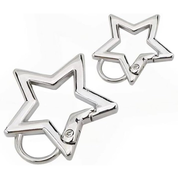 2 Pcs Silver Cute Carabiner, Star Carabiner, Stainless Steel Keychain
