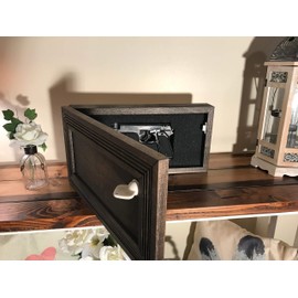 Concealment Gun Cabinet with Customizable Front with Family Name or Phrase, Ebony Finish