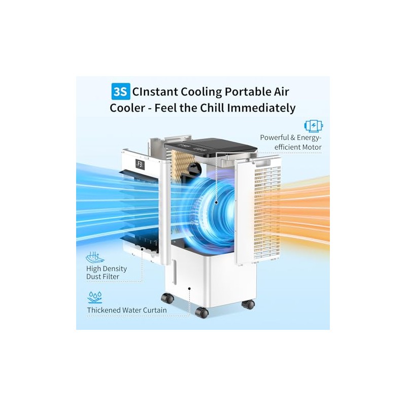 Mobile Air Conditioner, Air Cooler with 3 Modes (Normal/Natural/Sleep), 12H