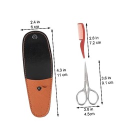 2pcs Stainless Steel Beard Scissors Set Leather Case Professional Grooming Scissors for Men