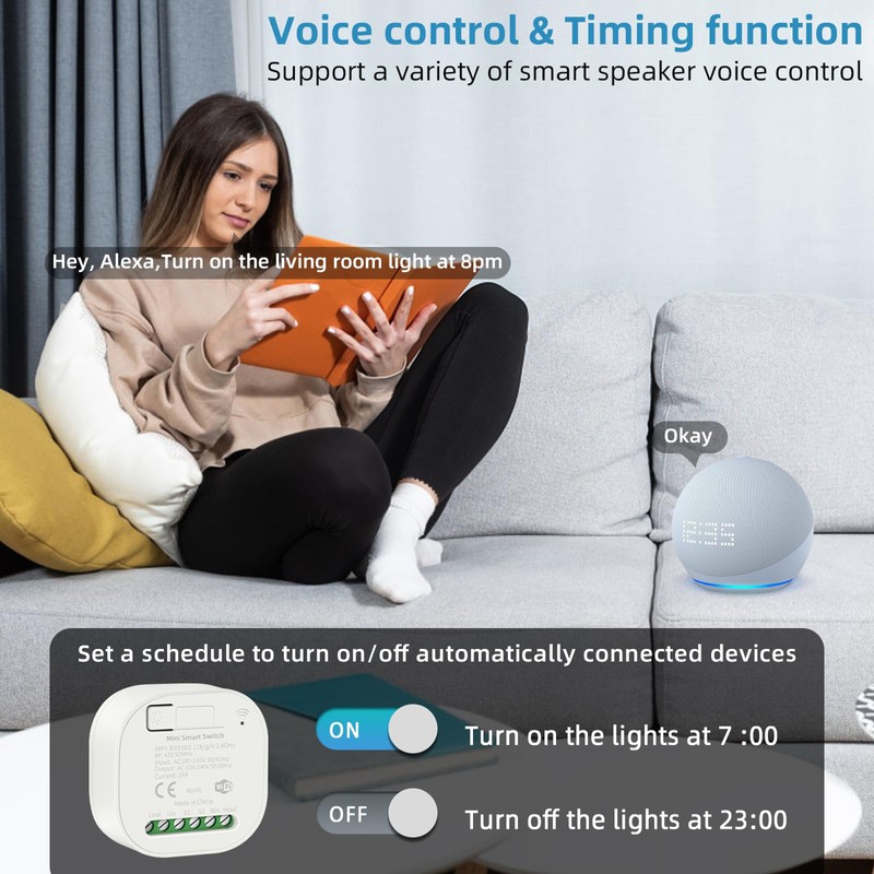 RGBZONE WiFi Smart Wireless Lights Switch Kit 16A 100-240V 1-Way/