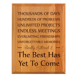 ThisWear Retirement Gifts for Women or Men Finally Retired Best Has Yet to Come Retirement Gift Ideas for Coworker 7x9 Oak Wood Engraved Plaque Wood