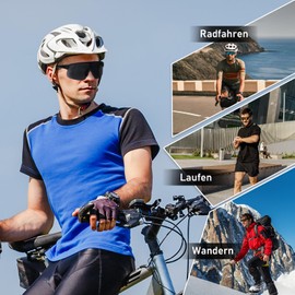 UVTQSSP Cycling Glasses, Ultralight Unisex Sports Glasses, TR 90 Unbreakable Frameless Polarised Windproof Outdoor UV400 Protection Sports Sunglasses, Black Frame/Grey Lens