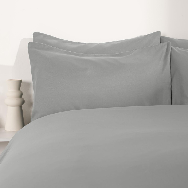 Brentfords Grey Pillow Cases 2 Pack, Housewife Pillowcases Bed Pillow