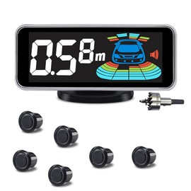 4 Parking Sensors kit Car Auto Vehicle Reverse Backup Radar System Distance Detection LCD Distance Display Sound Warning (6 Parking Sensors kit (Black))