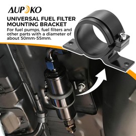 Aupoko 50mm Fuel Filter Mounting Bracket, Fuel Pump Clamp Holder, Universal Car Oil/Fuel/Gas Pump Mounting Bracket (Black Bracket, 50mm, Aluminium alloy, 2PCS)