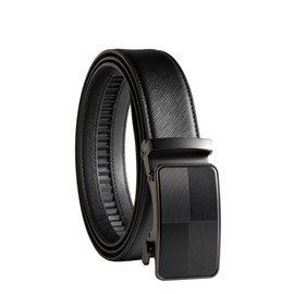 QUALIBELT Big and Tall Ratchet Belt Men, Ideal Father's Day Gift, Genuine Leather Slide Belt, Plus Size Trim-to-Fit, Chessboard/Black, Waist 50"-60" Adjustable