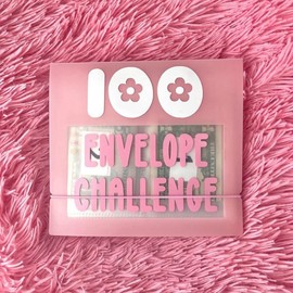 100 Envelope Challenge Binder, Savings Challenges Sheets Saving Challenge Box kit Cash Saving Challenge Kit, Savings Challenges Book with Cash Envelopes, Pink Cash and Expense Envelopes