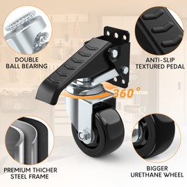 SOLEJAZZ Workbench Caster Wheels 920 LB Retractable Casters 3" Heavy Duty Retractable Wheels for Workbench, Side Mount Casters All Steel Construction Urethane Table Wheels, 4 Casters