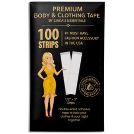 Cinta de doble cara con los mejores diseños, para la ropa y el cuerpo (paquete de 100) Cinta para la piel y la ropa de mujer Cinta para el dobladillo sin coser y sin planchar Cinta transparente y fuerte para todos los tipos y sensibilidad de piel