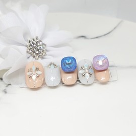 Sweet Flower Handmade Nail Tips - Long Nose Pin / Sweet Flower 수제네일팁 - 롱코핀