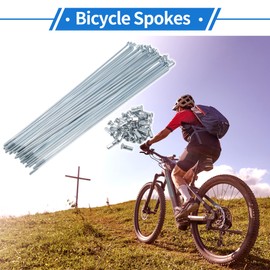 VekAuto 1 Set Bicycle Spokes 12G 210mm Length Bike Wheel Spokes Universal Carbon Steel Galvanized Silver Tone Nipple