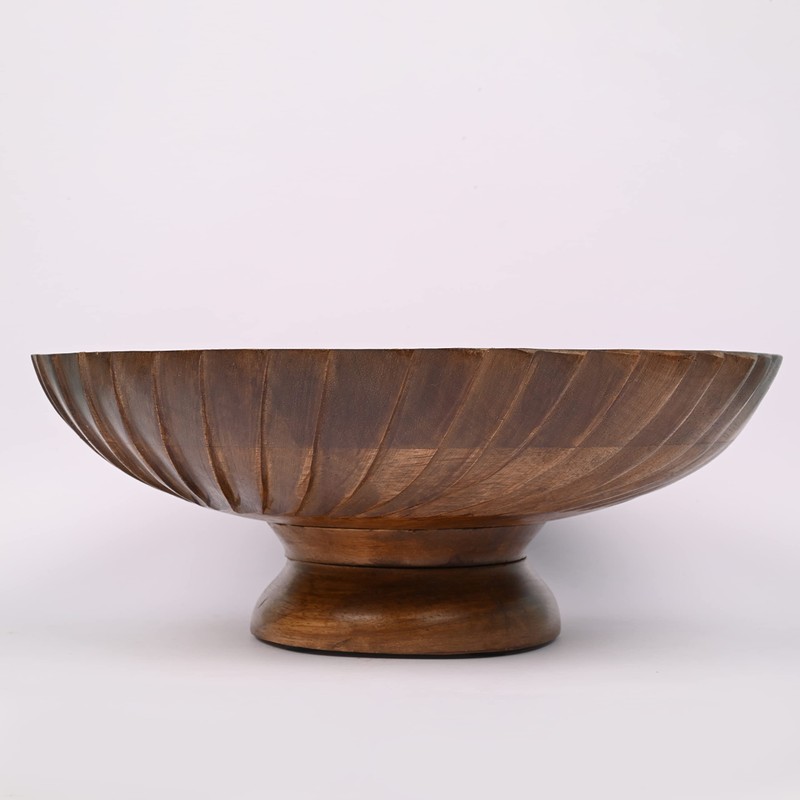 EDHAS Mango Wood Decorative Wooden Bowl Hand Carved Home Decor
