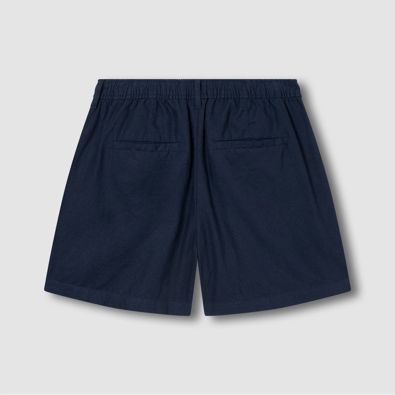 JAJU [JAJU] Soft Linen Blend Half Pants_Navy
