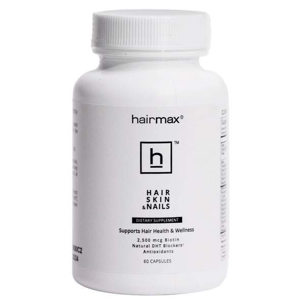 HairMax Hair Supplement, Biotin Supplement, Promotes Hair, Skin and Nail Health, 2500mcg Biotin, Niacin, Folic Acid, Hyaluronic Acid, DHT Blockers, MSM & Antioxidants (60 Capsules, 30 Servings)