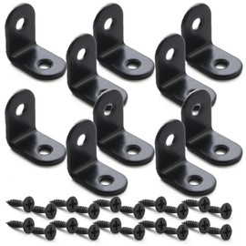 Pstyle. PST-030 L-Shaped Hardware Shelf Brackets Angle Stays Set of 10 with Screws (25x25mm Black)