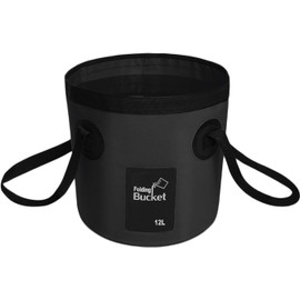 Foldable Bucket, Portable Camping Bucket with Handle, Ultralight Outdoor Wash Basin Fishing Bucket, Collapsible Bucket for Fishing, Camping, Car Washing, Hiking and More, 12L,black