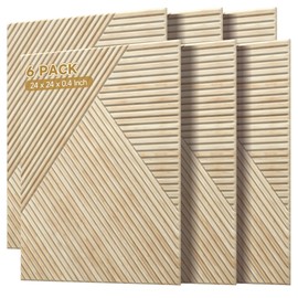 Autorific Acoustic Wall Panels,6 Pack Total Size 72 x 48 Inches,Self-Adhesive Decorative Acoustic Panels for Wall and ceiling,3D UV Printing with Wood Look,Rustic Oak