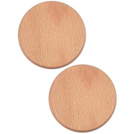 CALFOVERA 2PCS Round Camel Wooden Coasters 2.3 Inch Small Flat Beech Wood Cup Holders Tabletop Protection Coffee Cup Drink Mats Cushions Heat Resistant Thermal Insulation Pads Saucers for Home Office