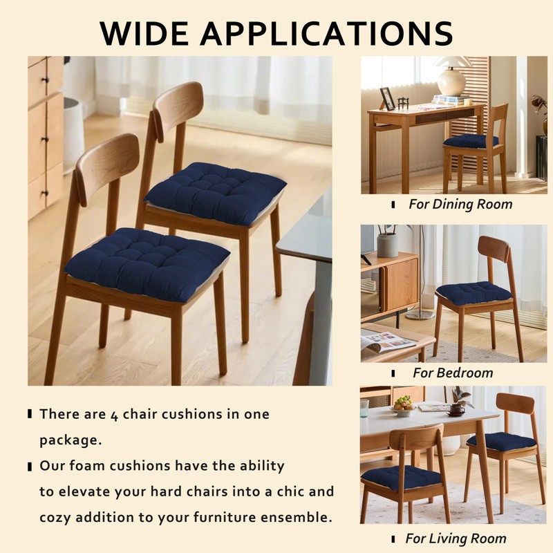 ELFJOY 4 Pack Chair Cushions for Dining Chairs 17x17 inch
