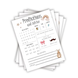 30PCS Boho Rainbow Baby Shower Games, Boho Predictions and Advice Game, Gender Reveal Game, Rainbow Baby Shower Decorations