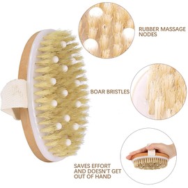 Dry Brush, Body Brush, Exfoliating Brush, Natural Bristles, Bath Brush for Removing Dead Skin, Exfoliating, Reduces Cellulite, Massage Brush