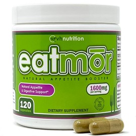 VH Nutrition Eatmor Natural Gain Pills – 120 Capsules, Herbal Supplement to Support Healthy Weight Gain, Muscle Growth, and Nutritional Wellness