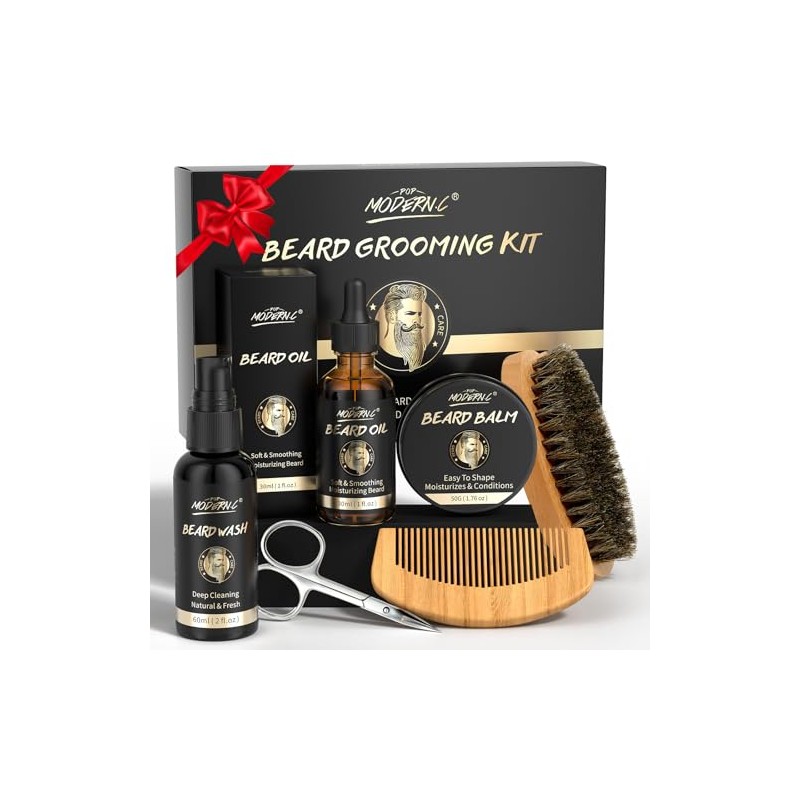 POP MODERN.C Beard Growth Kit Beard Grooming Kit 6pcs Beard