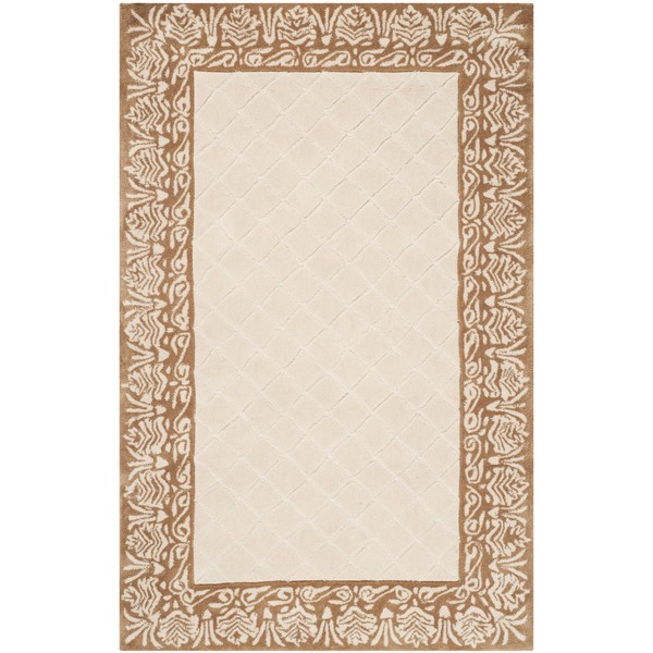 Safavieh Total Performance Collection TLP755A Hand-Hooked Border Area Rug, 3' x 5', Ivory / Cream