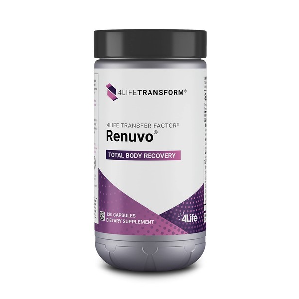 4Life Transform Transfer Factor Renuvo - Adaptogenic Formula for Healthy Aging, Total Body Recovery with Turmeric and Ashwagandha, Plus Immune System Support - 120 Capsules