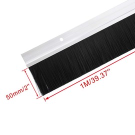 uxcell Door Brush Bottom Sweep Silver Tone h-Shape Aluminum Alloy Holder with 2-inch PP Silicone Soft Brush, 1000mm x 72mm(Approx 39.37-inch x 2.83-inch)