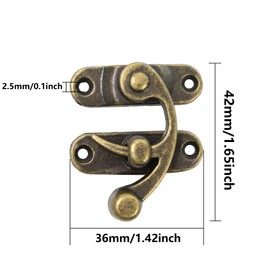 Septe Antique Vintage Lock Clasp Right Latch Hook，42 mm x 36 mm arm Lock with Screws, 2pcs (Bronze)