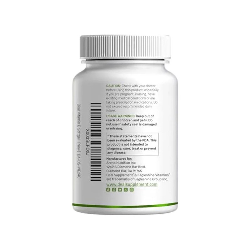 Deal Supplement Vitamina E 1000 Iu 240 Cpsulas
