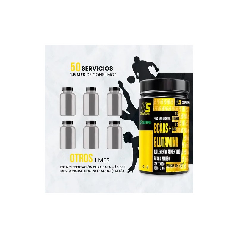 Aminoácidos Bcaas Glutamina Hiper Sport 1kg Varios Sabores