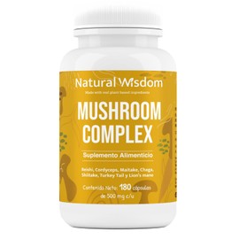 Mushroom Complex Nootropico 7 Hongos | Energia Memoria Concentración Agilidad Mental | 180 Capsulas | Hongo Melena de Leon (lions mane) Reishi Cordyceps Chaga Maitake Shiitake Cola de Pavo