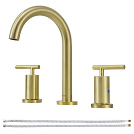 PARLOS 2-Handle Widespread 8 inch Bathroom Sink Faucet 3 Hole with cUPC Faucet Supply Lines, Brushed Gold, 1.2GPM, 1437408PD