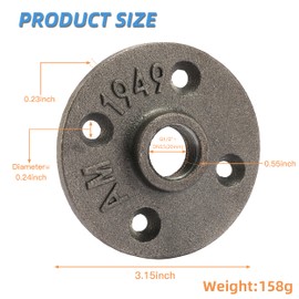 1/2" Heavy Duty Floor Flange, Home TZH 10 Pack Malleable iron Pipe Flange for Industrial vintage style, Flanges with Threaded Hole for DIY Project/Furniture/Shelving Decoration(1/2", 10)