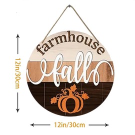 LQNMPPH farmhouse fall Wooden Sign Fall Theme Round Porch Decorative For Farmhouse Outdoor Garden Yard Hello Hanging Door Sign Decor Plaque 12x12 Inch