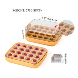 Ice Cube Tray with lid and Ice Cube Bin, Press Type Easy Release All Ice Cubes, Reusable 20 Ice Cube Mould for Freezer (Orange)