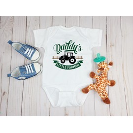 Ink Trendz Daddy's Little Farmer Farming Tractor Infant Onesie Bodysuit (Newborn), White, Newborn