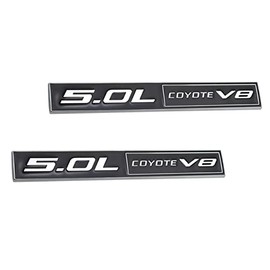 2X 5.0L Coyote V8 Emblems, 3D Trim Fender Hook Trunk Badge Decals Stickers (Black)