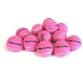 Midlee Happy Birthday Dog Tennis Balls (12 Pack) (Small, Pink)
